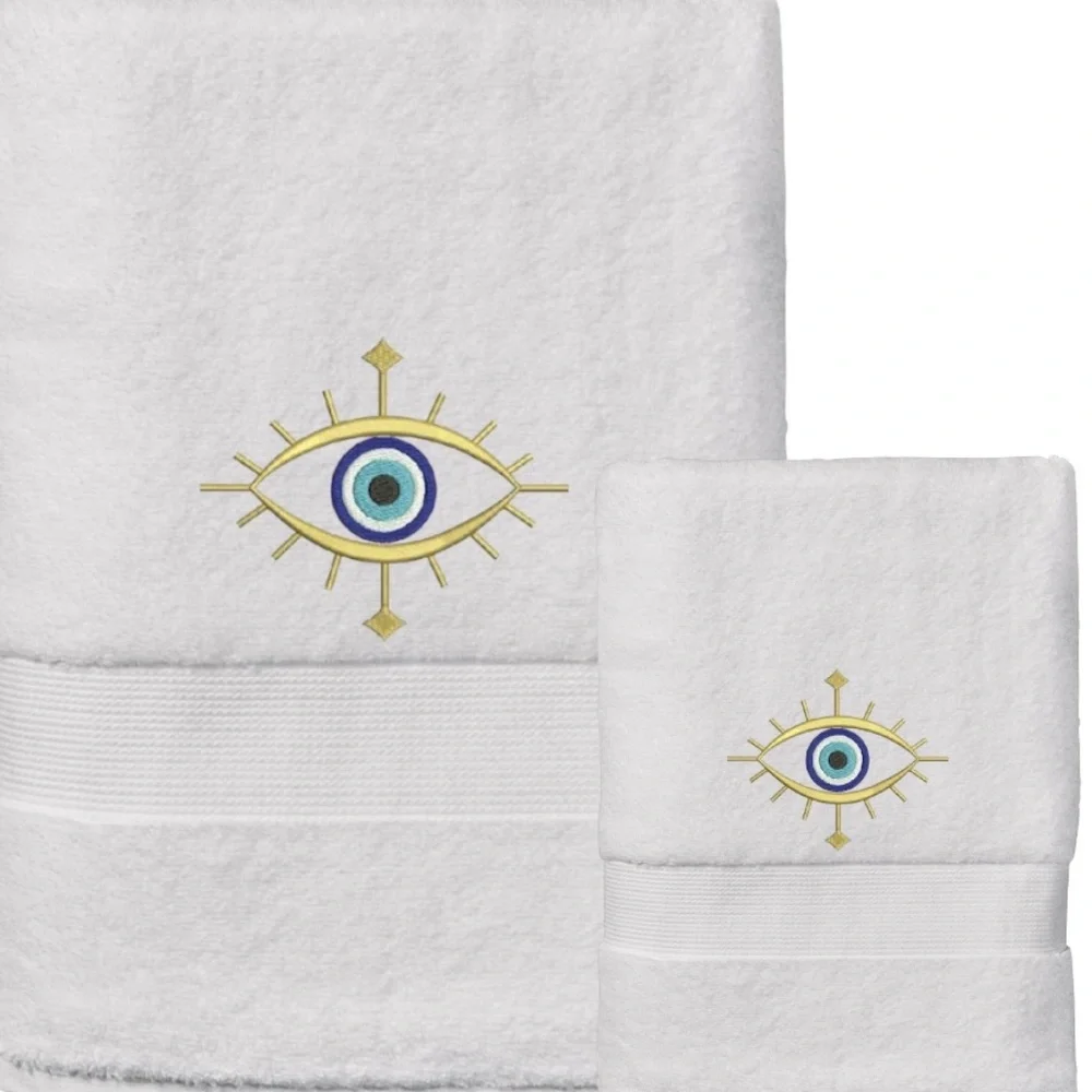 Set Evil Eye Embroidered 1 Hand 1 Bath Pick a set New Made to order Black